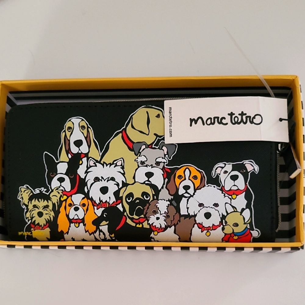 Marc Tetro NIB Zip Around Dog Lovers Wallet